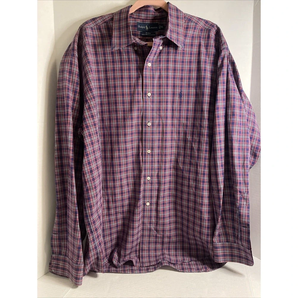 Polo Ralph Lauren Men's Blake Button Up Long Sleeve Red & Blue Plaid Sz XL
